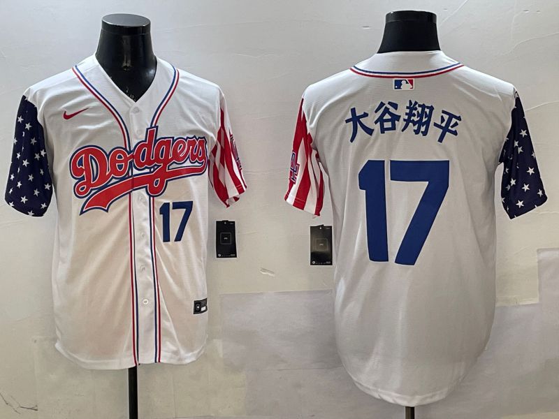 Men Los Angeles Dodgers #17 Ohtani White a generation of national flags Joint name 2025 Nike MLB Jersey style 7